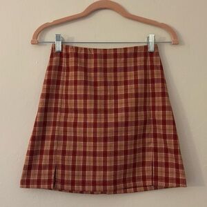 Brandy Melville Cara high waist plaid fall mini skirt